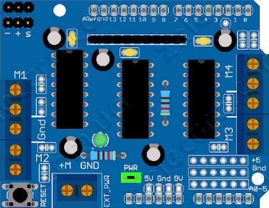 Motor shield based on two L298P compatible with Arduino UNO